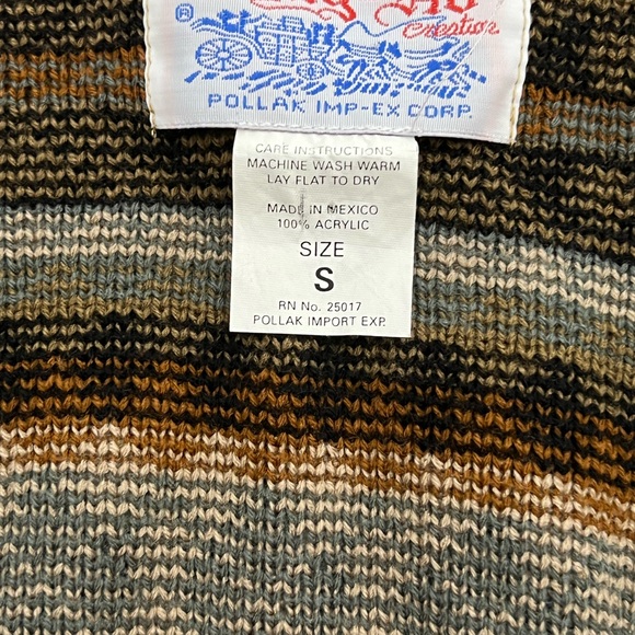 Vintage Tally Ho Button Down Patterned Acrylic Knit Sweater Front Pockets Small - Picture 3 of 11